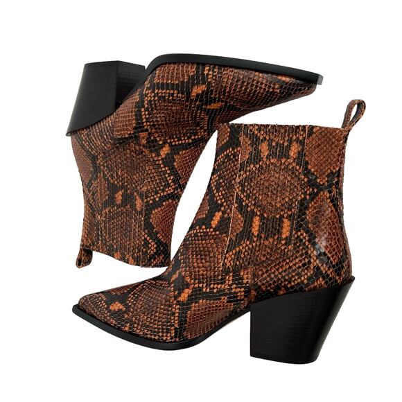 Aeyde Leather Snake Print Western Ankle Boots Size 39 EU - Picture 5 of 10